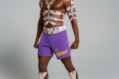 Male- Head pc, chest pc, belt with shorts, arm pcs and leg pcs.