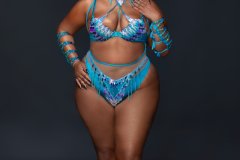 Standard-tiara, std necklace, std arm pcs, std leg pcs, standard bra, std high waist bottom w belt.