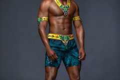 Male-Headband,chest pc, belt w shorts, arm pcs & leg pcs.