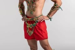 Male - head pc , chest pc, belt, shorts, arm pcs and leg pcs .