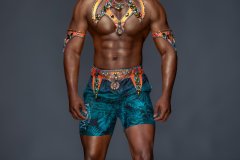 Male-Headband, chest pc, belt w shorts, arm pcs , leg pcs.