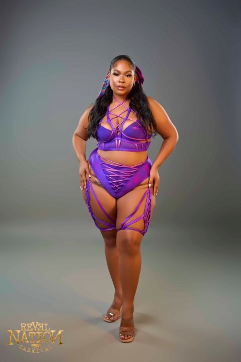 Leela - padded bra , high waist bottom, head scarf and leg pcs.