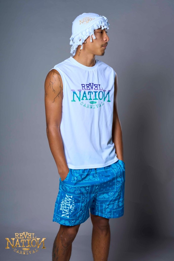 Male Alternative wear- turban ,muscle tank and shorts.